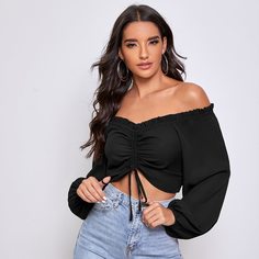 Короткий топ с открытыми плечами Shein