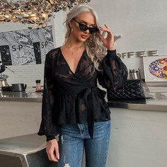 Пояс Одноцветный Повседневный Блузы Shein