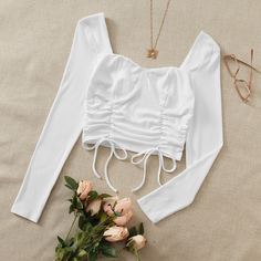 Кроп топ на кулиске со сборкой Shein