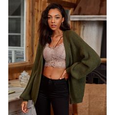 Одноцветный Повседневный Кардиганы Shein