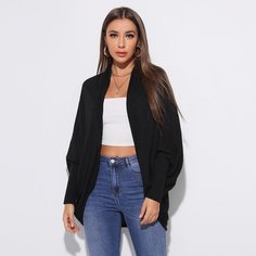 Трикотажное пальто с оригинальным рукавом Shein
