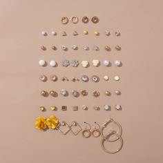 30 пар серьги со стразами и цветком Shein