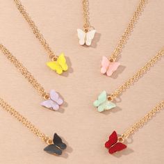 7шт ожерелье с бабочкой для девочек Shein