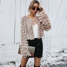 Кроп пальто из искусственного меха Shein