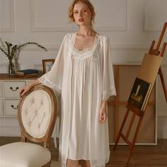 Контрастные кружева Одноцветный Королевский Халат Shein