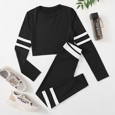 Полосатый Спортивный комплектный костюм Shein