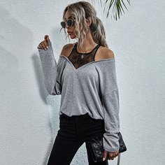 с разрезом Контрастный цвет Повседневный Футболки Shein