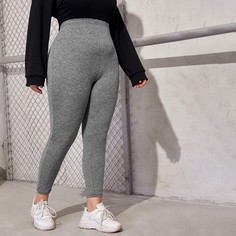 Одноцветный Спортивный Леггинсы размер плюс Shein