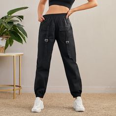 Однотонные брюки-карго Shein