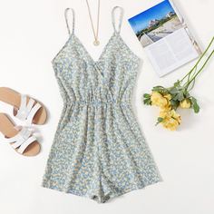 На запах цветочный Бохо Комбинезоны Shein