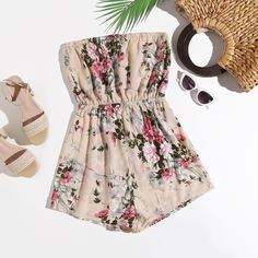 Цветочный комбинезон без бретелек Shein