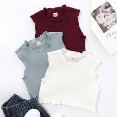 Маленькая девочка 3 в группу в резинку трикотажный лист салата по бокам топ Shein