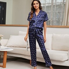 с карманами Принт Элегантный Комплект пижамы Shein