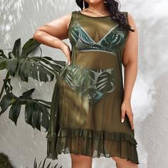 С оборками Одноцветный Накидки размер плюс Shein