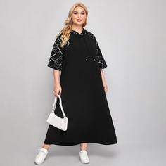 на кулиске Геометрический Повседневный Платья размер плюс Shein