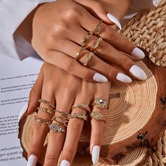 15шт кольцо со стразами Shein