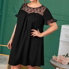 Контрастные кружева Одноцветный Повседневный Платья размер плюс Shein