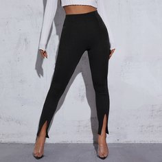 Брюки скинни с разрезом Shein