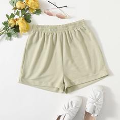 Одноцветный Повседневный Шорты Shein