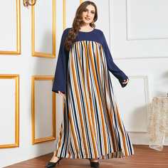 Контрастное платье размера плюс в полоску Shein