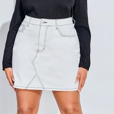 Джинсовая юбка размера плюс с карманом Shein