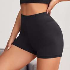 Однотонные байкерские шорты Shein