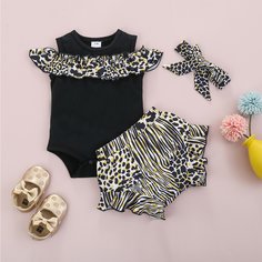 Боди и шорты с графическим принтом для девочек Shein