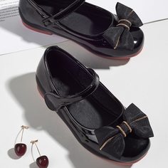 Балетки с бантом из лакированной кожи для девочек Shein