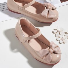 Балетки с бантом из лакированной кожи для девочек Shein