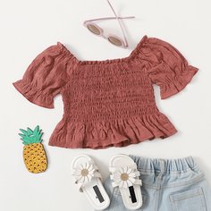Блузка с пышным рукавом для девочек Shein