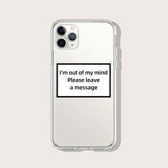 Прозрачный чехол для iPhone с текстовым принтом Shein