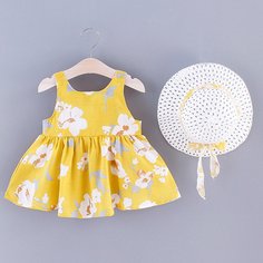 Платье с цветочным принтом и шапка для девочек Shein