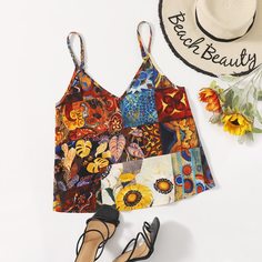 Топ на бретелях с принтом Shein