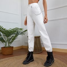 Однотонные брюки с высокой талией Shein