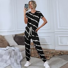 Футболка и спортивные брюки в полоску с узлом Shein