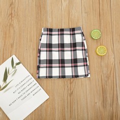 Прямая юбка в клетку для девочек Shein