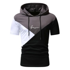 Мужская футболка с капюшоном и кулиской с контрастными буквами Shein