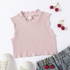 Однотонный жилет для маленьких девочек из салата по бокам Shein