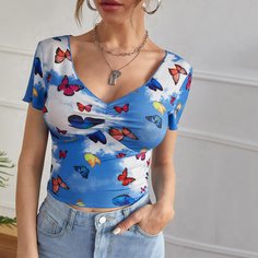 трикотажный Животный Повседневный Футболки Shein