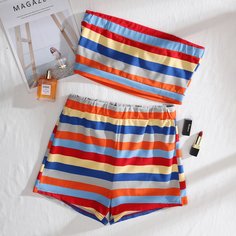 Шорты и топ в радужную полоску Shein