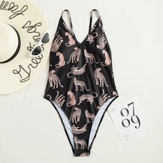 Слитный купальник с леопардовым принтом Shein