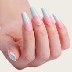 24шт накладные ногти с эффектом омбре и 1 лист лента Shein