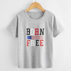 Футболка с принтом американского флага для мальчиков Shein