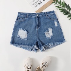 Рваные джинсовые шорты размера плюс Shein