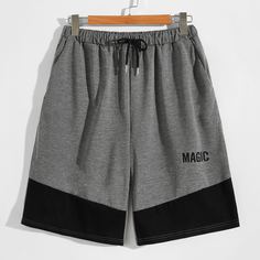на кулиске Контрастный Повседневный Мужские шорты Shein