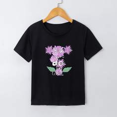 Цветочный Повседневный Футболки для девочек Shein