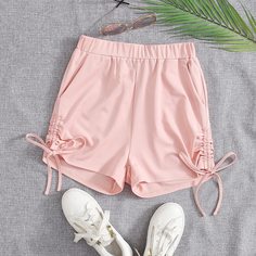 Карман Одноцветный Повседневный Шорты Shein