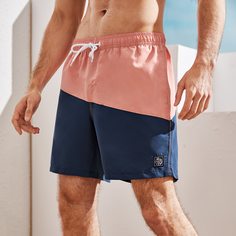 Мужские двухцветные плавки на кулиске с карманом Shein