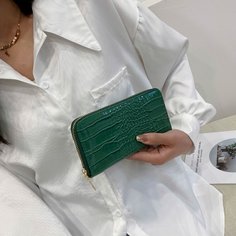 Длинный кошелек с крокодиловым узором Shein