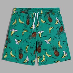 Мужские шорты с принтом ананаса и банана Shein